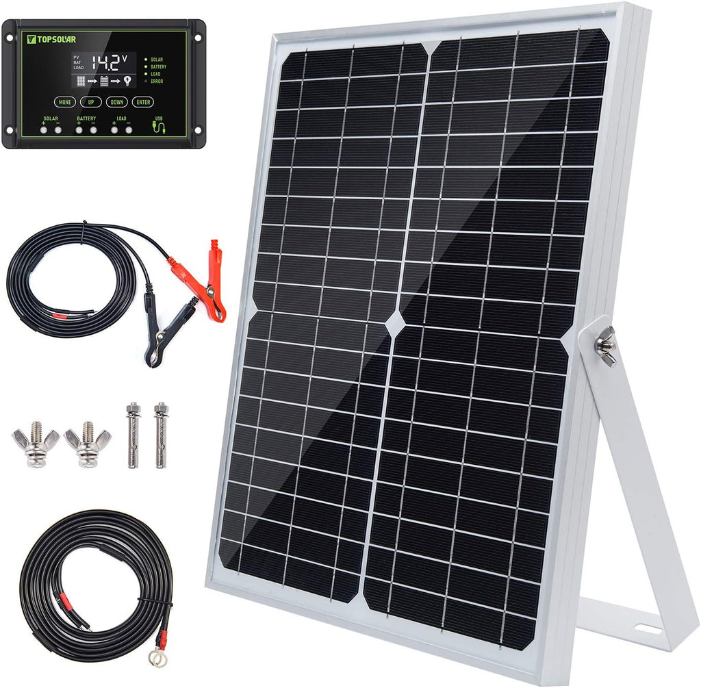 20W 12V Solar Panel Kit with 10A PWM Charge Controller and Mount Tilt Rack Bracket I49011