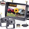 Wireless Backup Camera HD 1080P Dual Rear View Cameras System with 7 Inch DVR Monitor U738