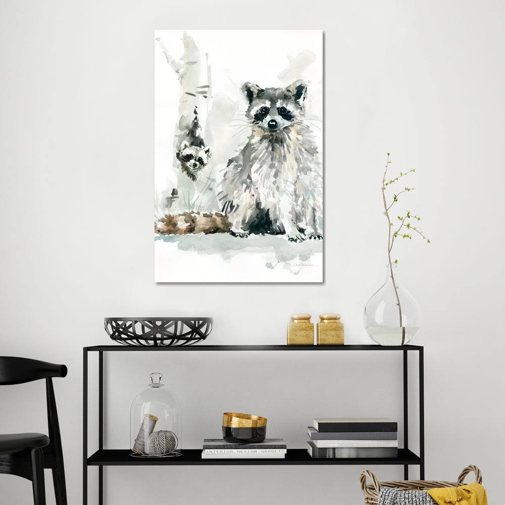 Canvas Art Raccoon and Baby Print T8574