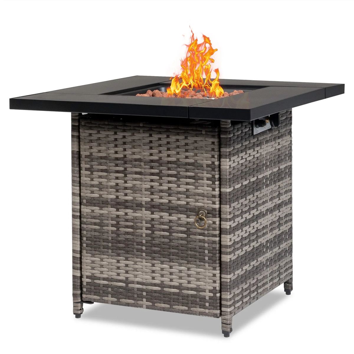 Propane Fire Pit Table 40,000 BTU Auto-Ignition with Lid & Lava Rock N177988