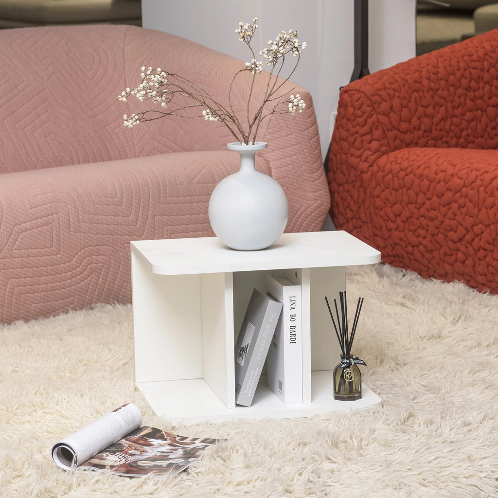 2-Tier Wood End Side Table with Storage Shelf D7394
