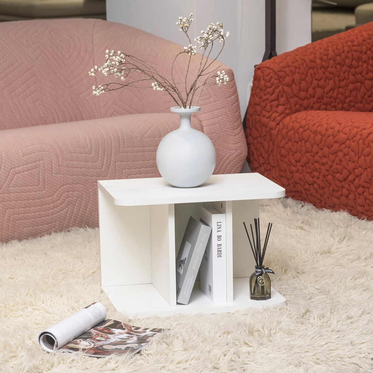 2-Tier Wood End Side Table with Storage Shelf D7394