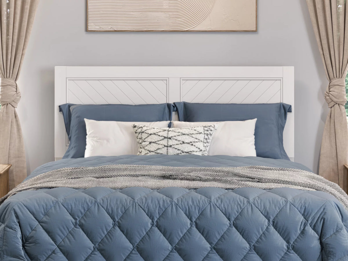 White Solid Wood Platform Bed with Footboard & Twin XL Trundle, Queen Z724
