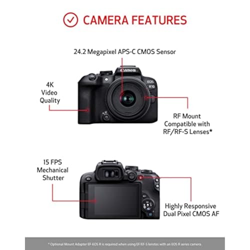 Mirrorless Camera with Lens, Tripod and Microphone, 24.2 Megapixel, 4K Video, Black Q5497
