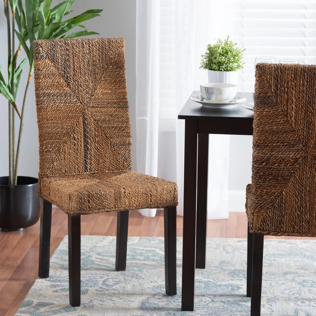 Dark Brown Mahogany Wood Dining Chair P1649