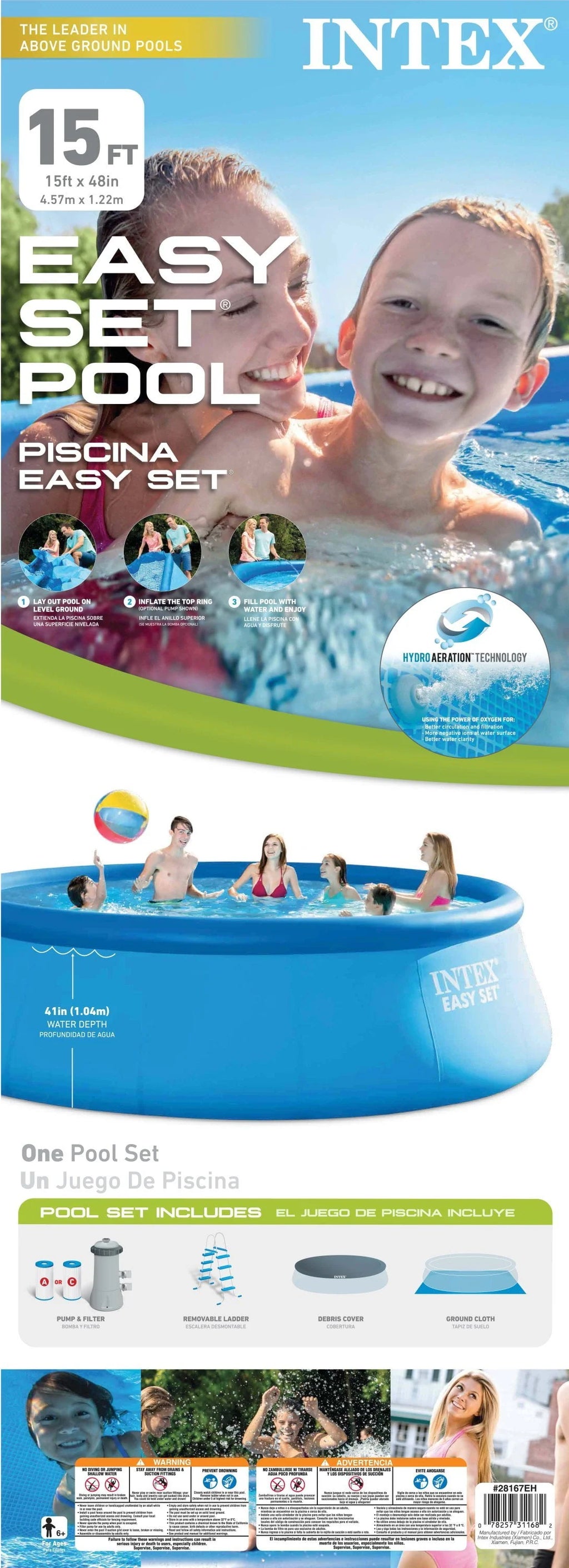 Above Ground Swimming Pool with Ladder and Pump Q543