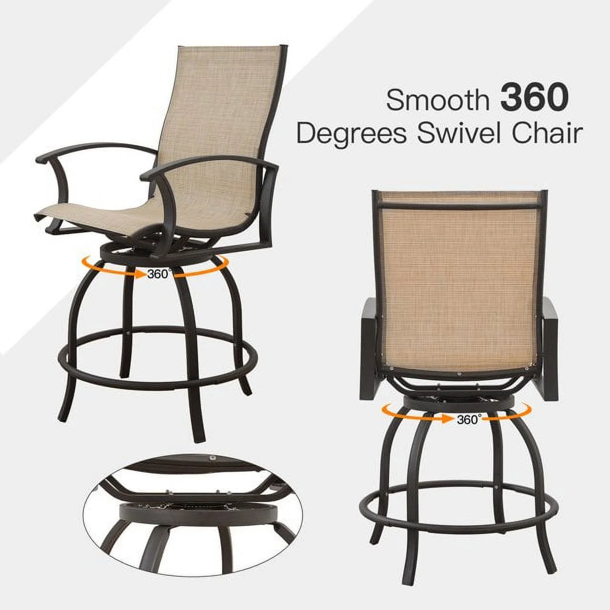 3 Piece Swivel Bar Stools and Table Patio Bistro Set O515947