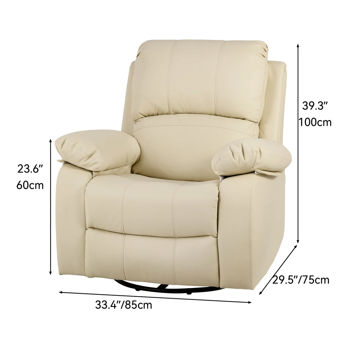 Beige Leather Swivel Glider Rocker Recliner F820