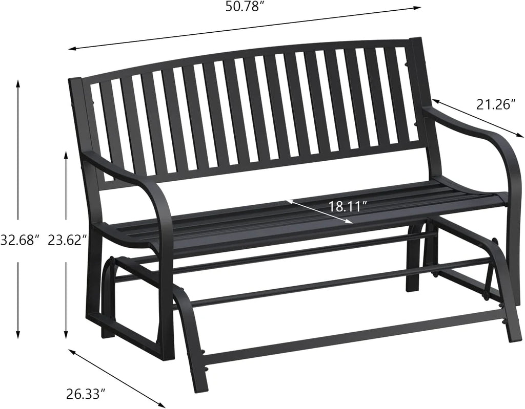 Black Metal Outdoor Glider Bench B1180