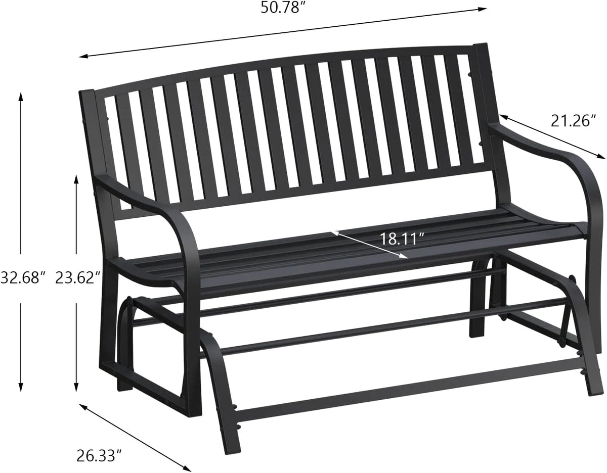 Black Metal Outdoor Glider Bench B1180