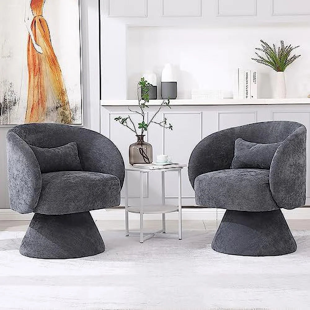 Linen Upholstered Swivel Accent Chair Set of 2 B9198