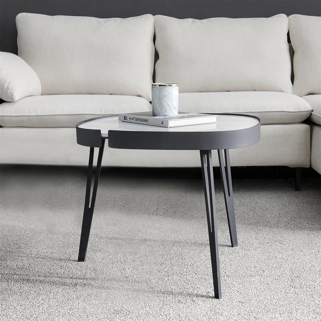 Black Metal Frame Sintered Stone Coffee Table Q8032