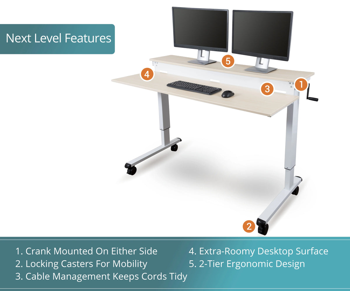 60" Two-tier Crank Adjustable Sit to Stand Desk K3779