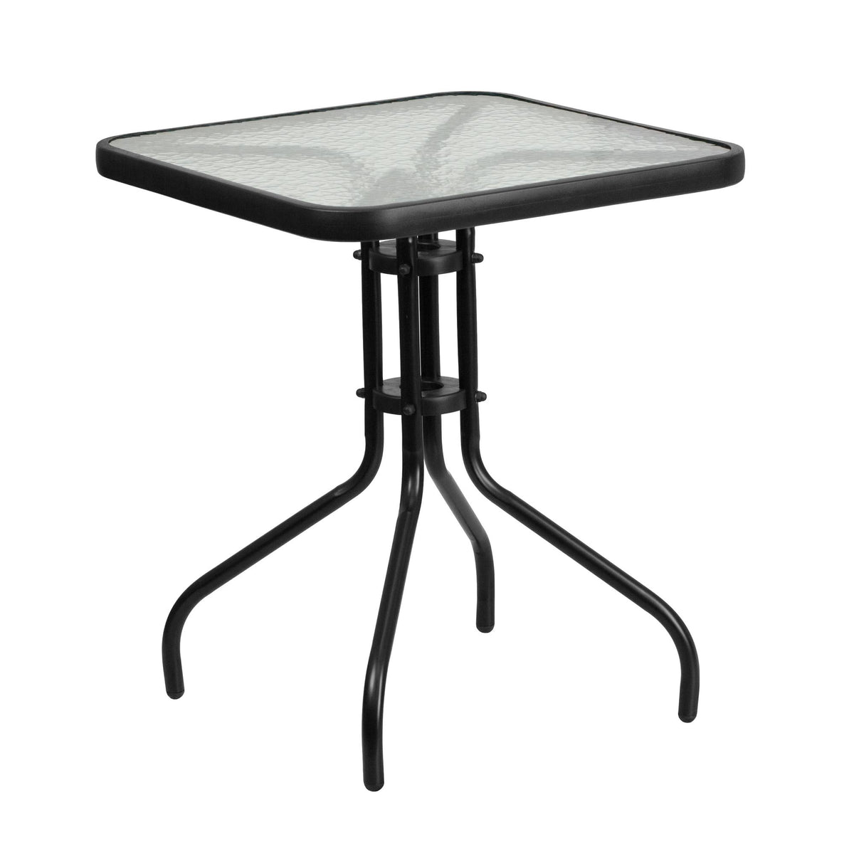 Black and Clear Square Glass Patio Table N29828