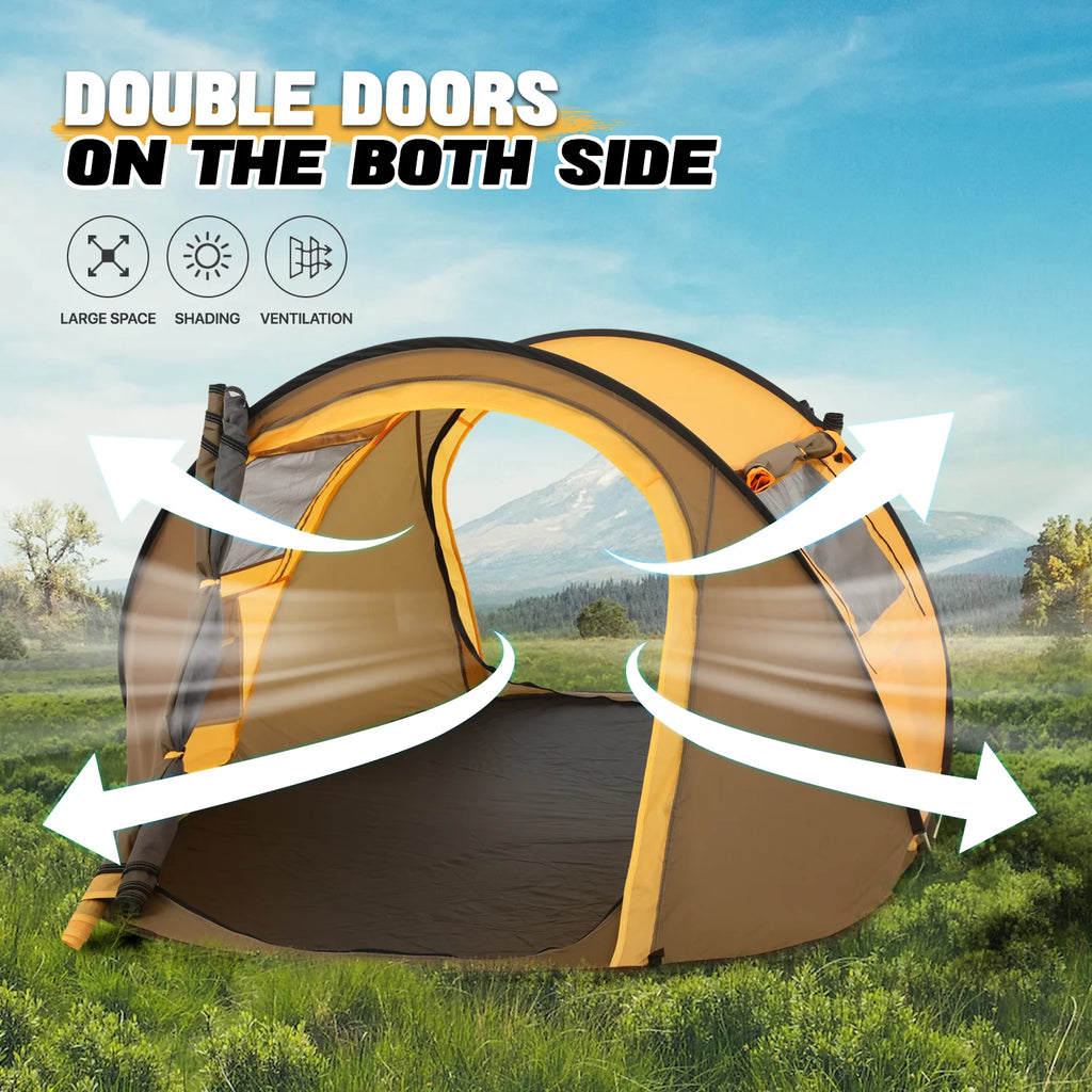 Yellow 3 Person Pop Up Tent with Carry Bag W275815