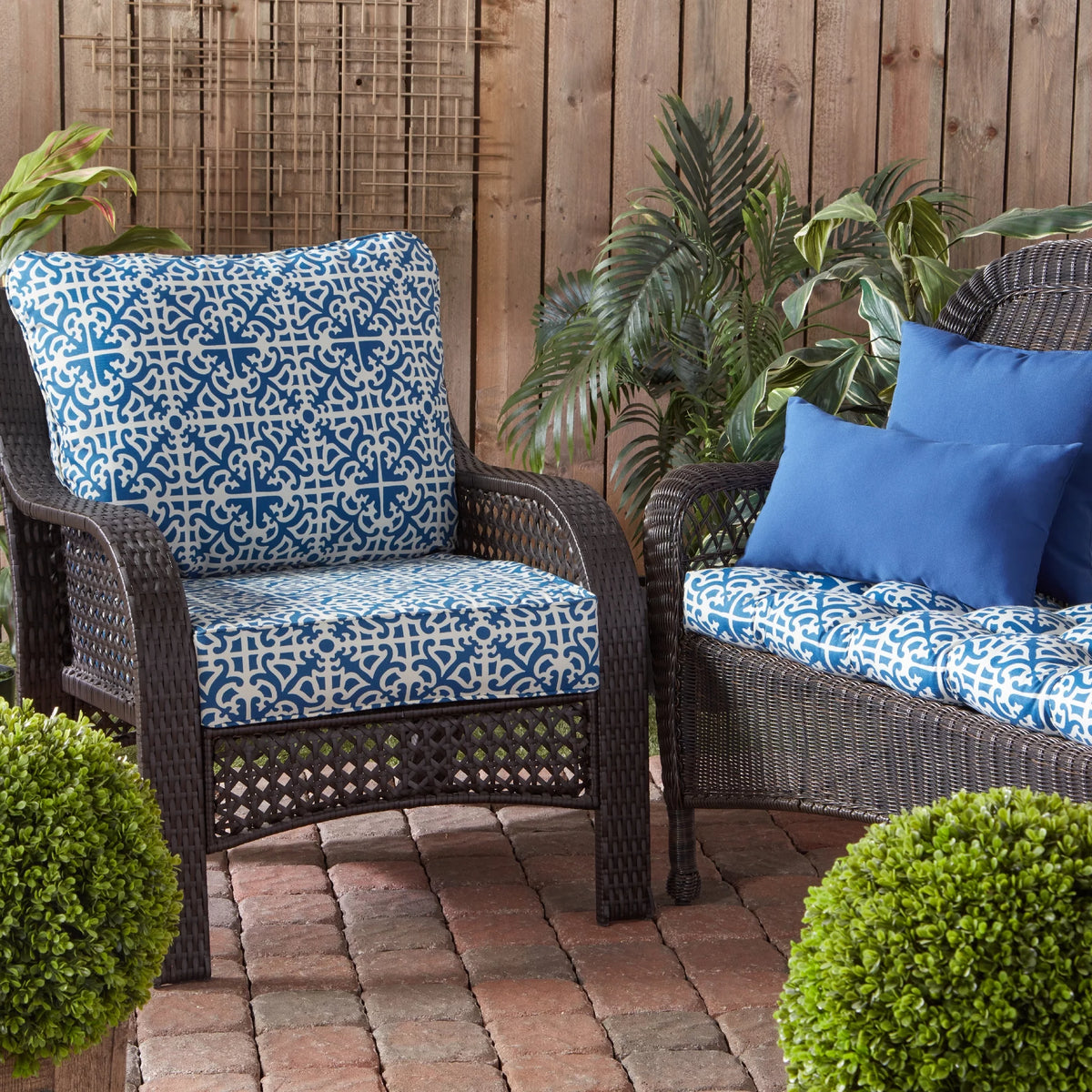 Indigo Lattice Outdoor Deep Seat Cushion Set J1123