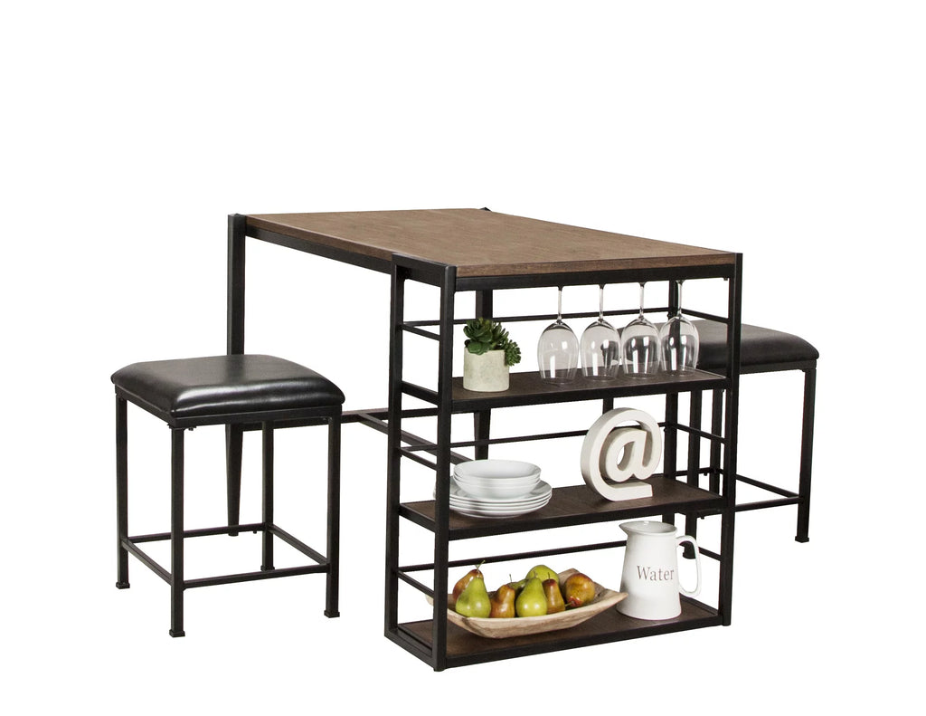 Rustic Elm Industrial 3 Piece Counter Height Pub Table Set Y639