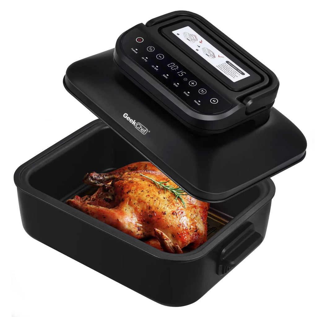 7-in-1 Indoor Grill with 6 Qt Air Fryer, 1500W, Black G16629