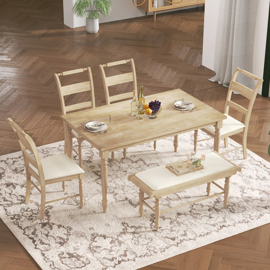 6-Piece Dining Set with Upholstered Chairs and Bench X99445