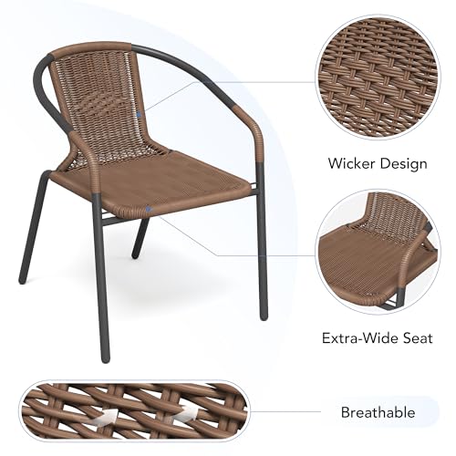 Black Wicker Stackable Dining Chairs Set of 6 O681953