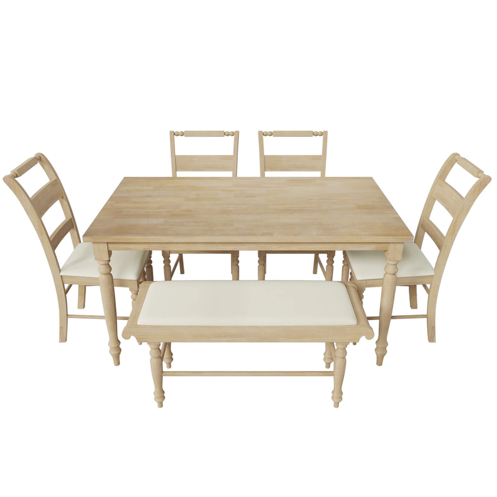 6-Piece Dining Set with Upholstered Chairs and Bench X99445