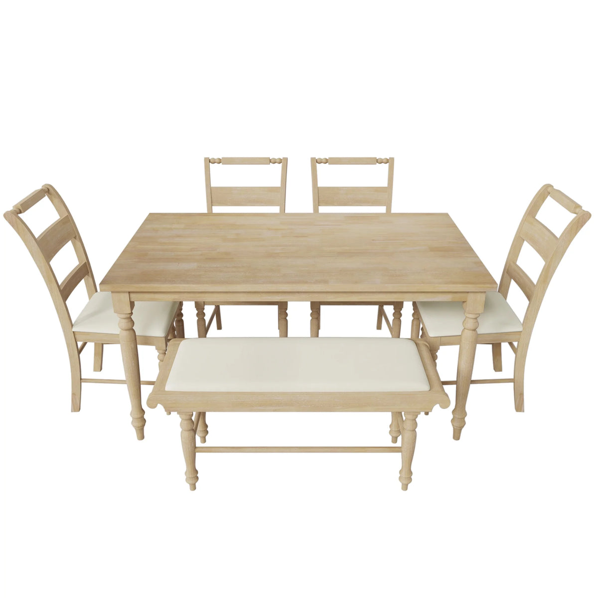 6-Piece Dining Set with Upholstered Chairs and Bench X99445