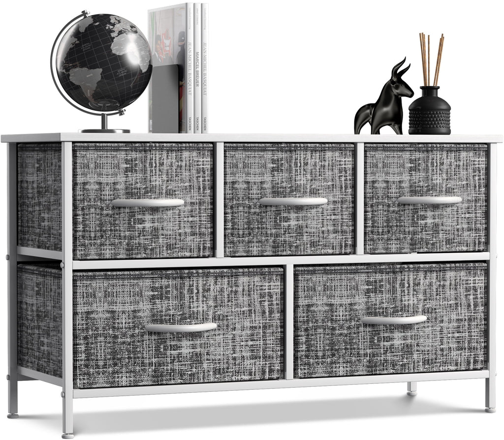 5 Drawer Storage Chest Dresser with Fabric Bins A581720