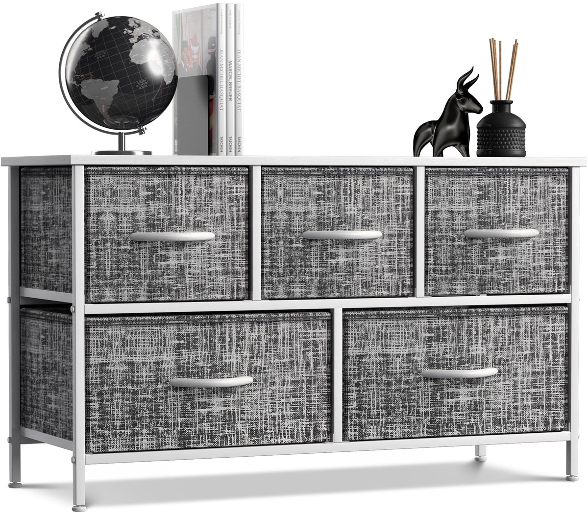 5 Drawer Storage Chest Dresser with Fabric Bins A581720
