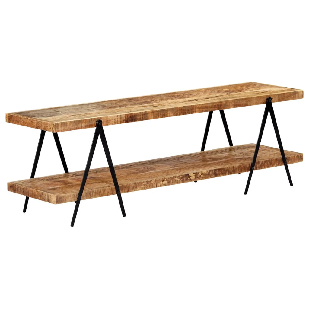 Mango Wood TV Stand with 2 Storage Shelves I239010