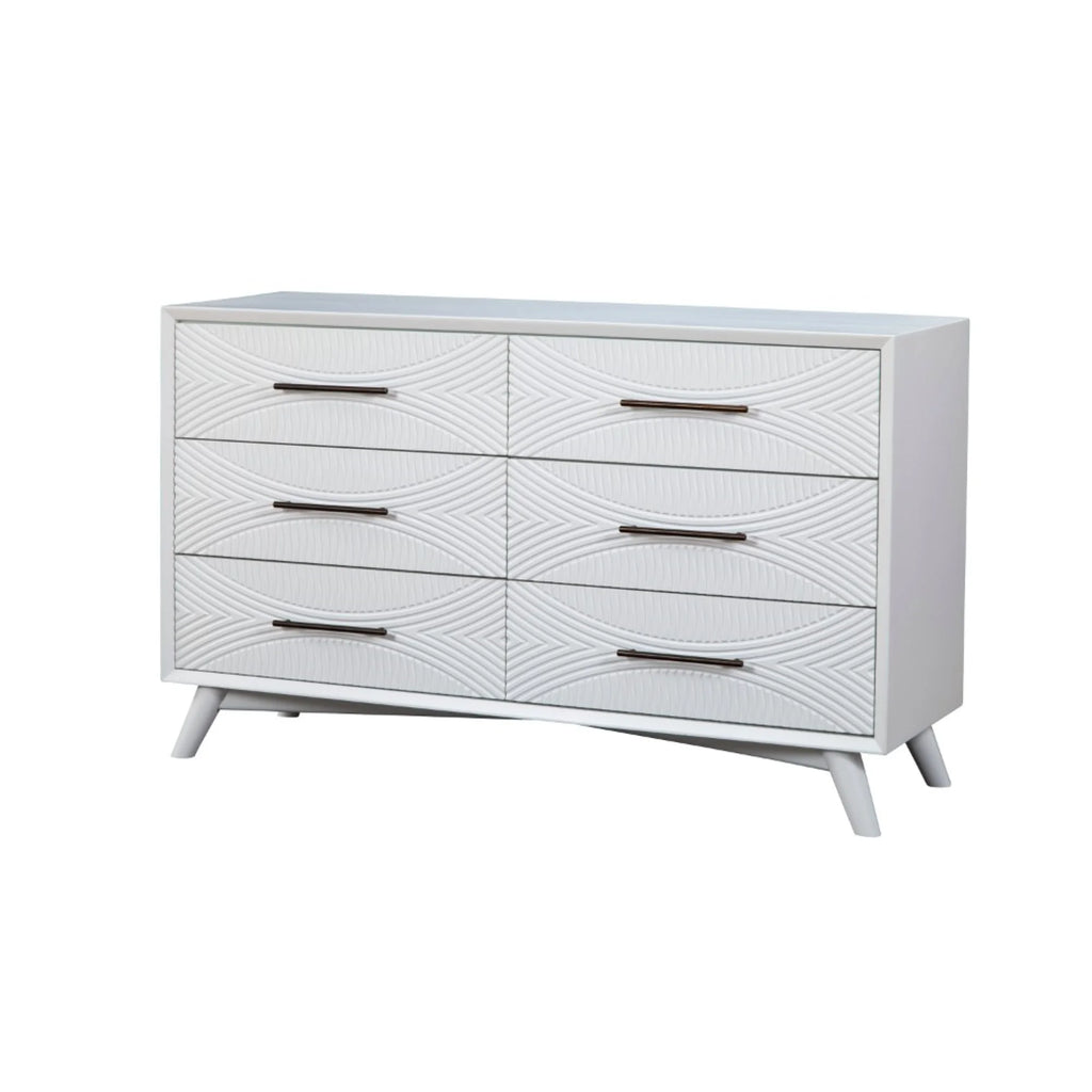 White Mahogany Wood 6 Drawer Dresser Z9288