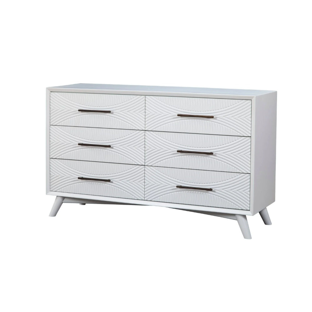 White Mahogany Wood 6 Drawer Dresser Z9288