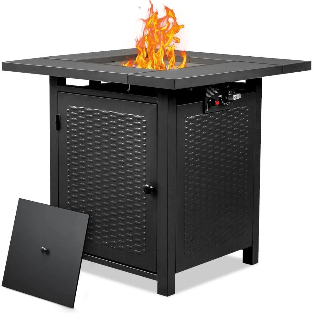 Propane Fire Pit Table 40,000 BTU Auto-Ignition with Lid & Lava Rock N177988