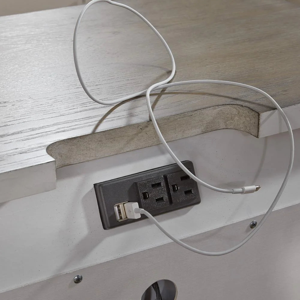 White 2 Drawer Night Stand with Charging Station P288