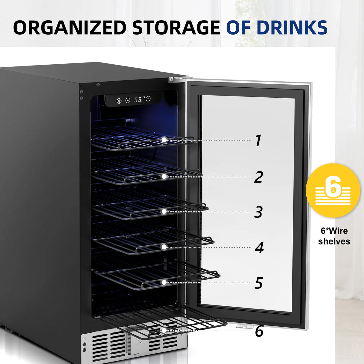 15 Beverage Cooler 32 Bottle Wine Fridge Glass Door F136653