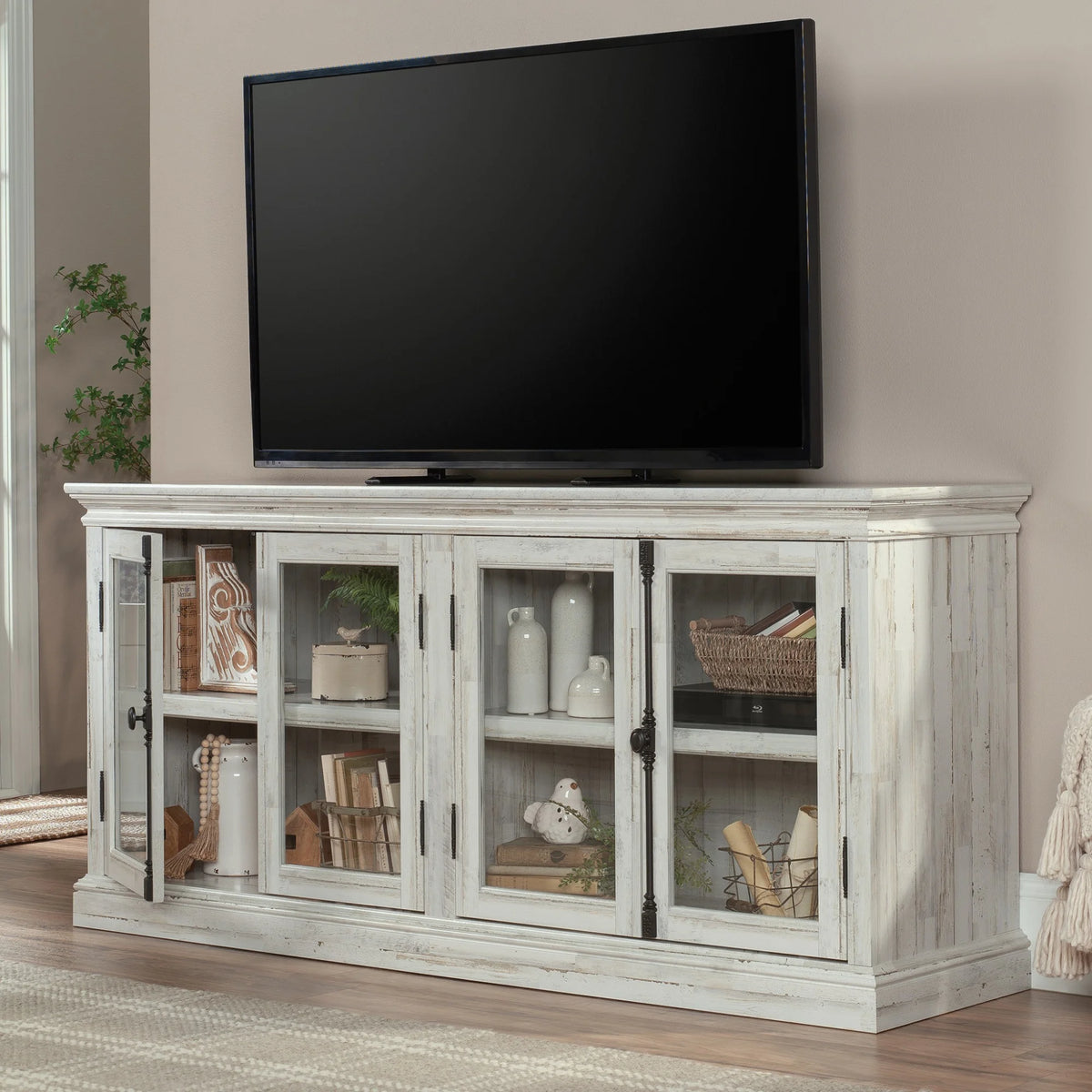 White Engineered Wood Storage Credenza R5536