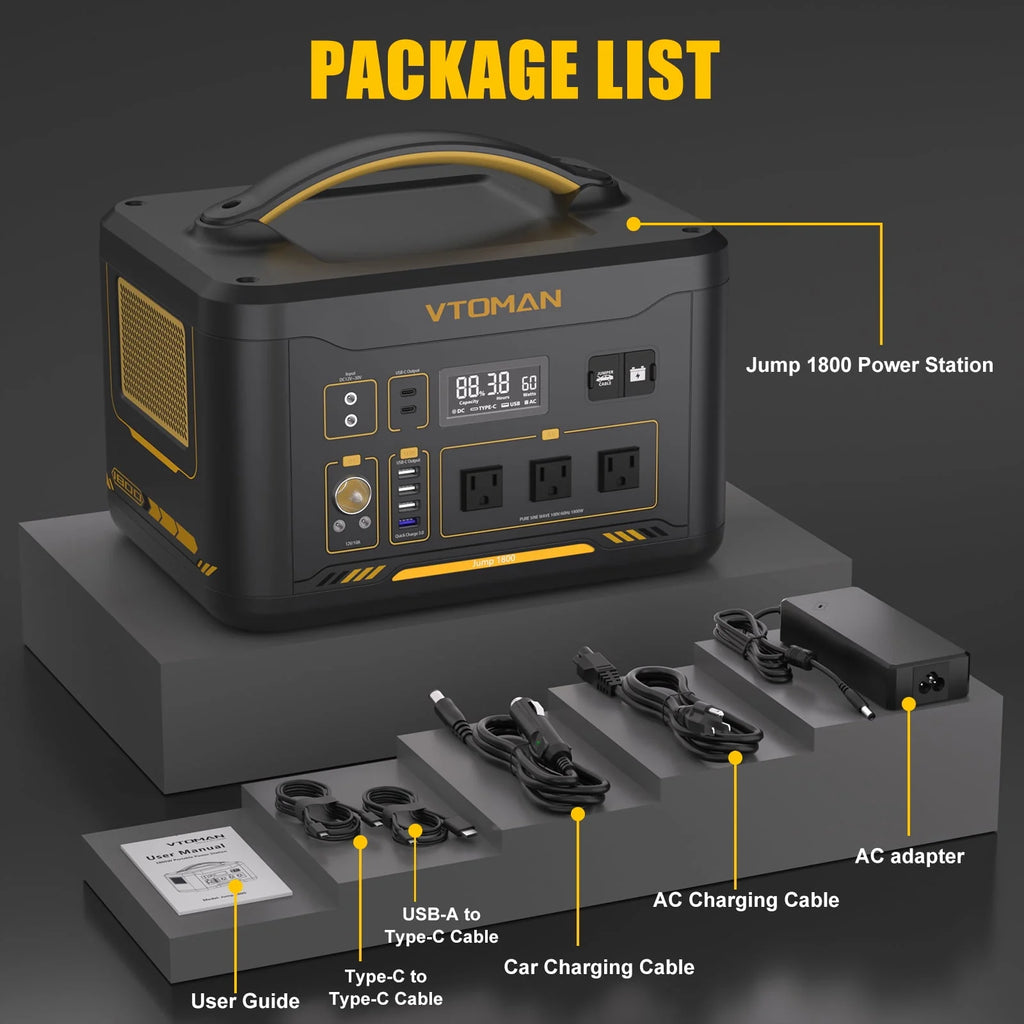 1800W 1548Wh Portable Power Station with AC/DC/USB/Car Ports U417534