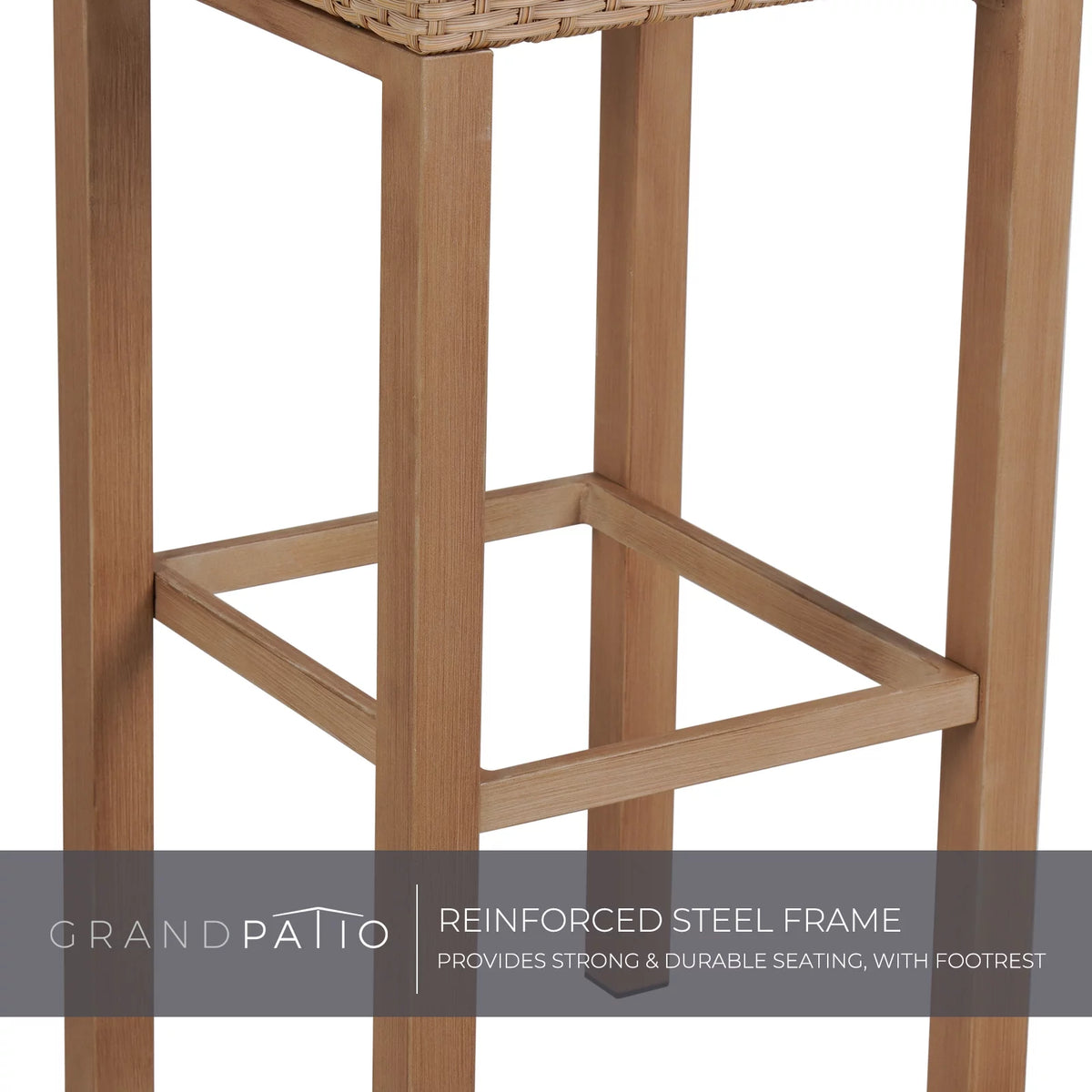 Outdoor 3 Piece All Weather Resin Wicker Steel Tiki Bar and 2 Stools with Ceramic Top & Storage S927