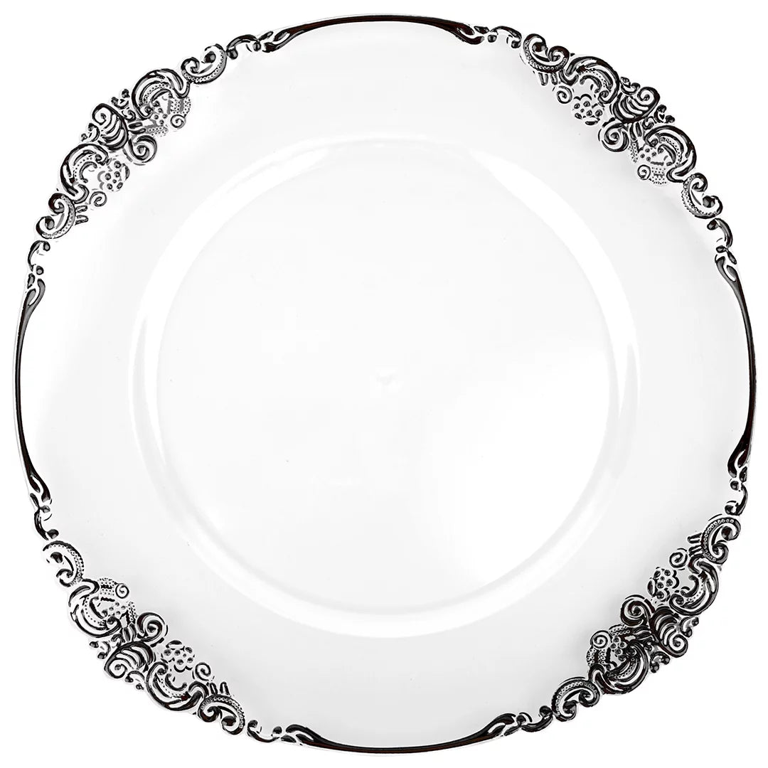 Clear Acrylic Charger Plates with Black Rim Set of 4 J67361