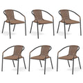 Black Wicker Stackable Dining Chairs Set of 6 O681953