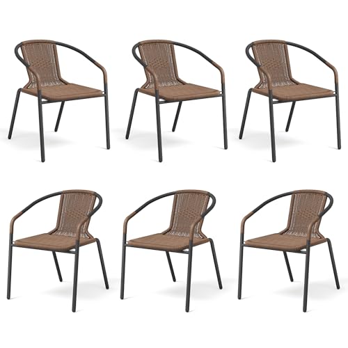 Black Wicker Stackable Dining Chairs Set of 6 O681953