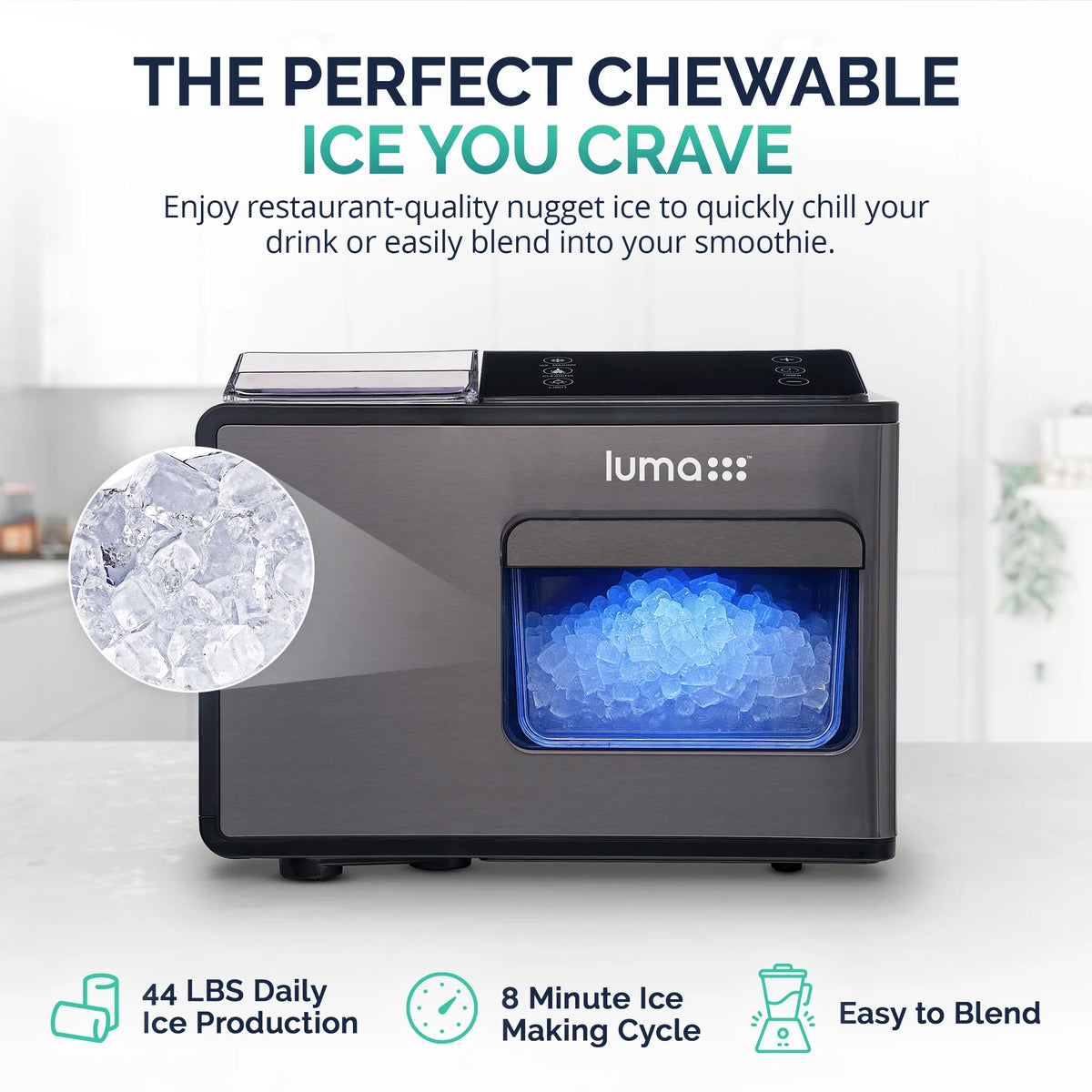Black Stainless Steel Countertop Ice Maker R8836