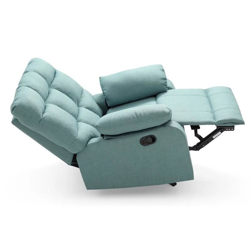 Teal Turquoise Fabric Rocker Recliner F2916