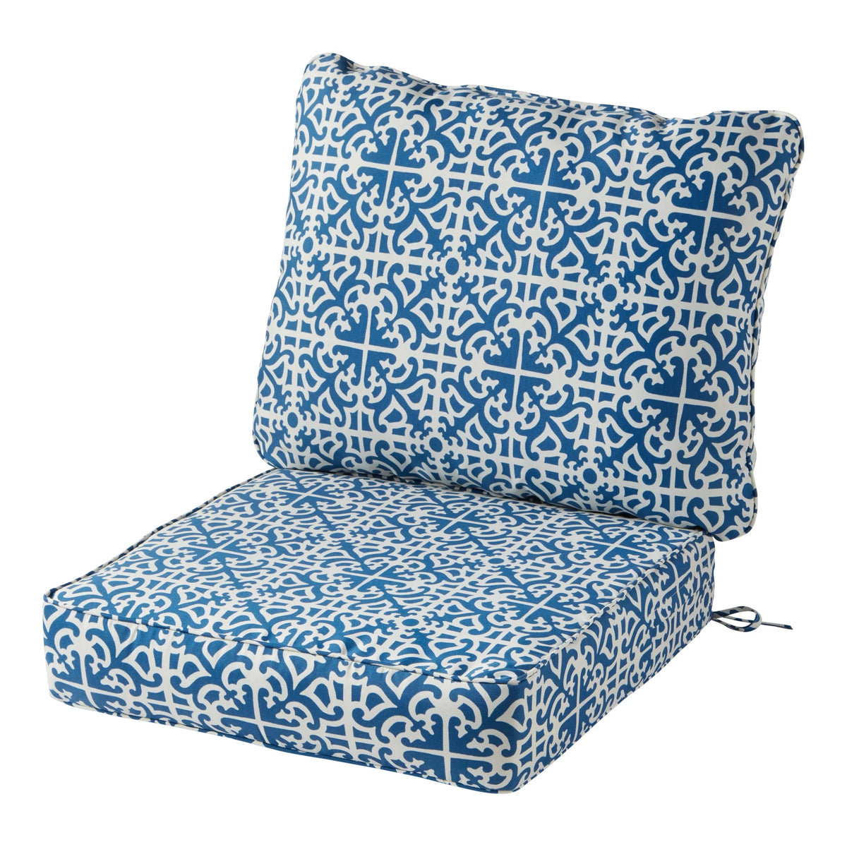 Indigo Lattice Outdoor Deep Seat Cushion Set J1123