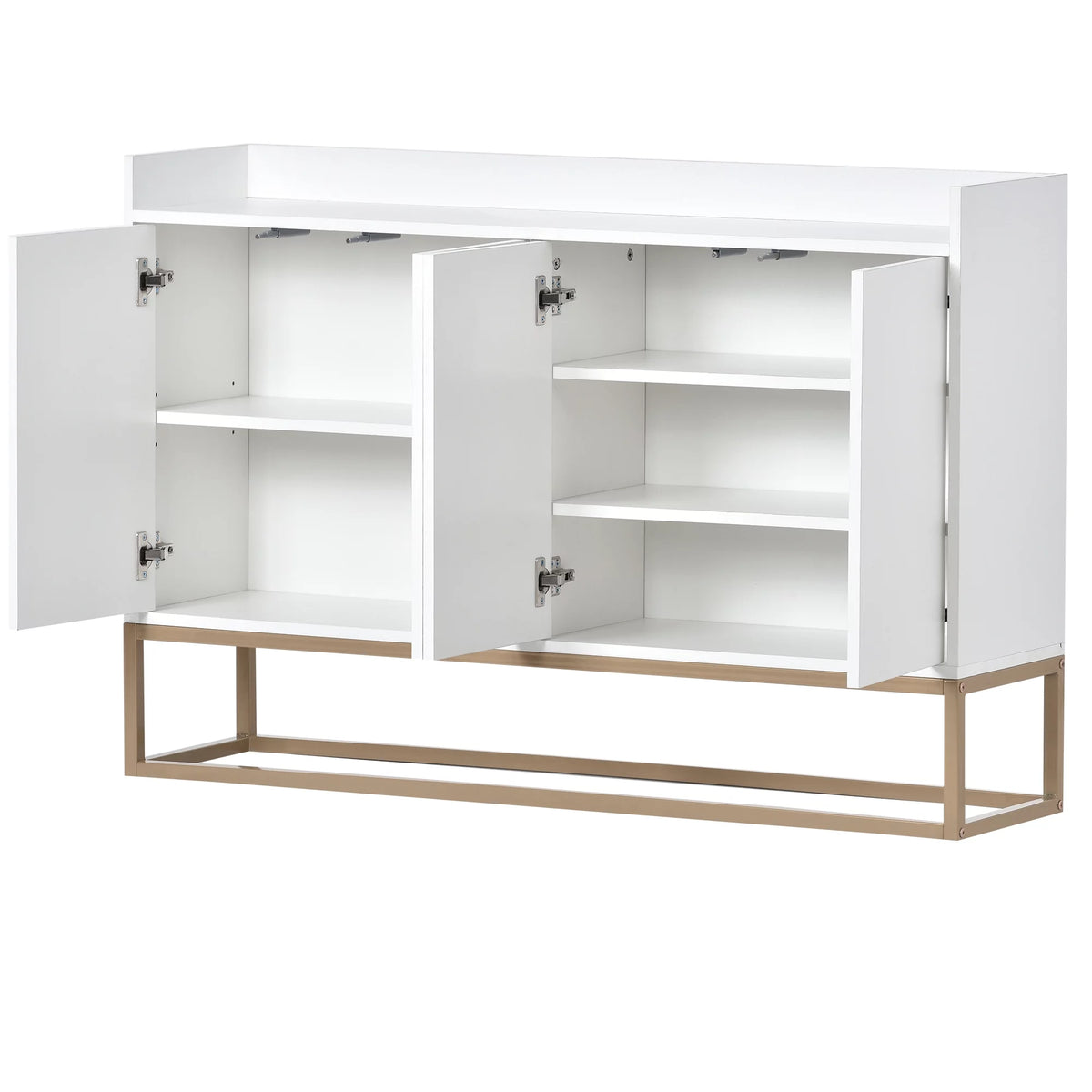White Wooden Storage Cabinet with Metal Legs and Adjustable Shelves N6733
