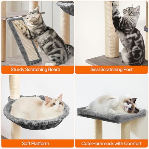 44" Tall Wooden Cat Tree with Litter Box Enclosure T55132