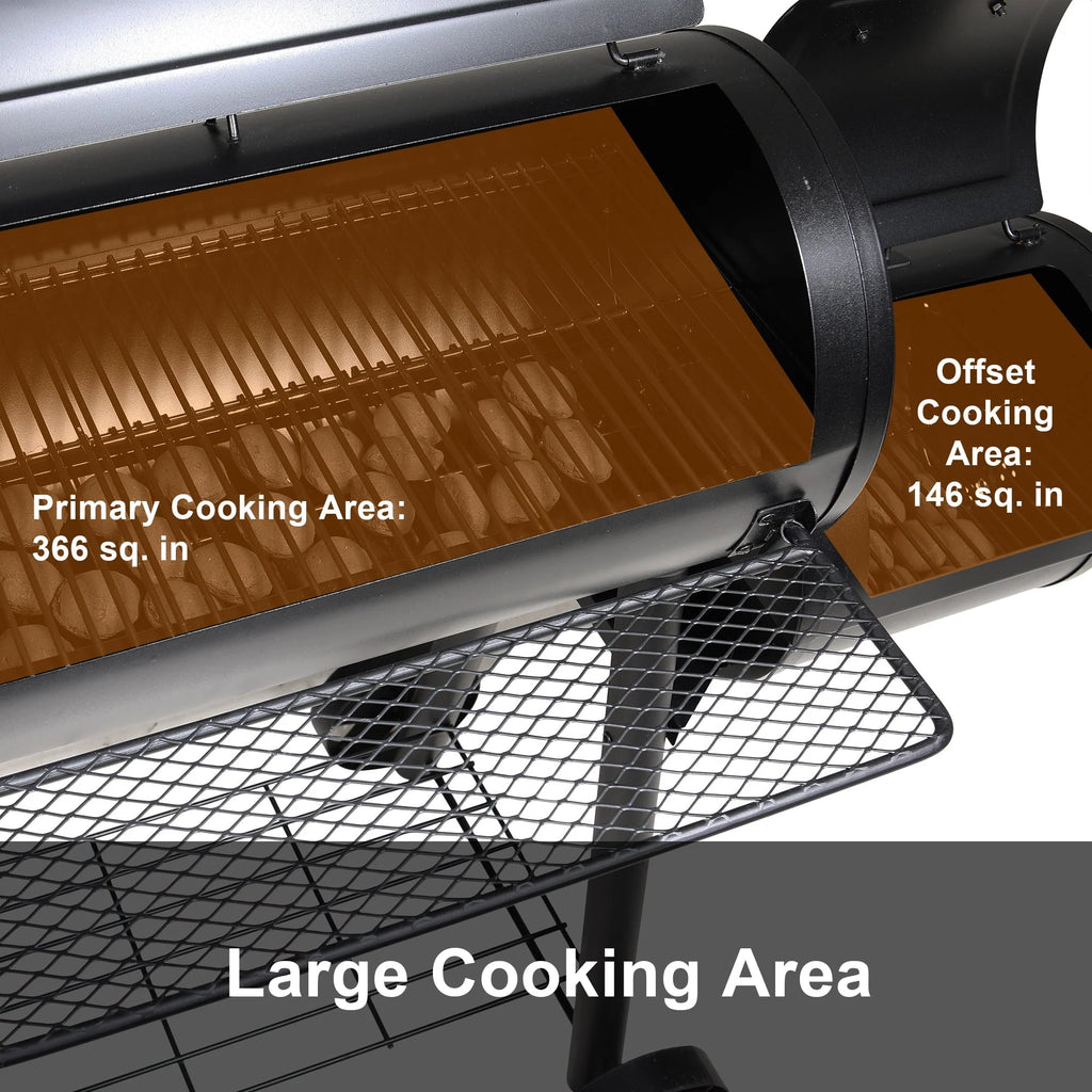Portable Charcoal Grill with Offset Smoker Y94612
