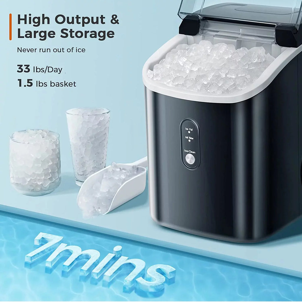 Nugget Ice Maker Countertop with Self-Cleaning Function, 33lbs/24H Chewable Ice, Black T55498