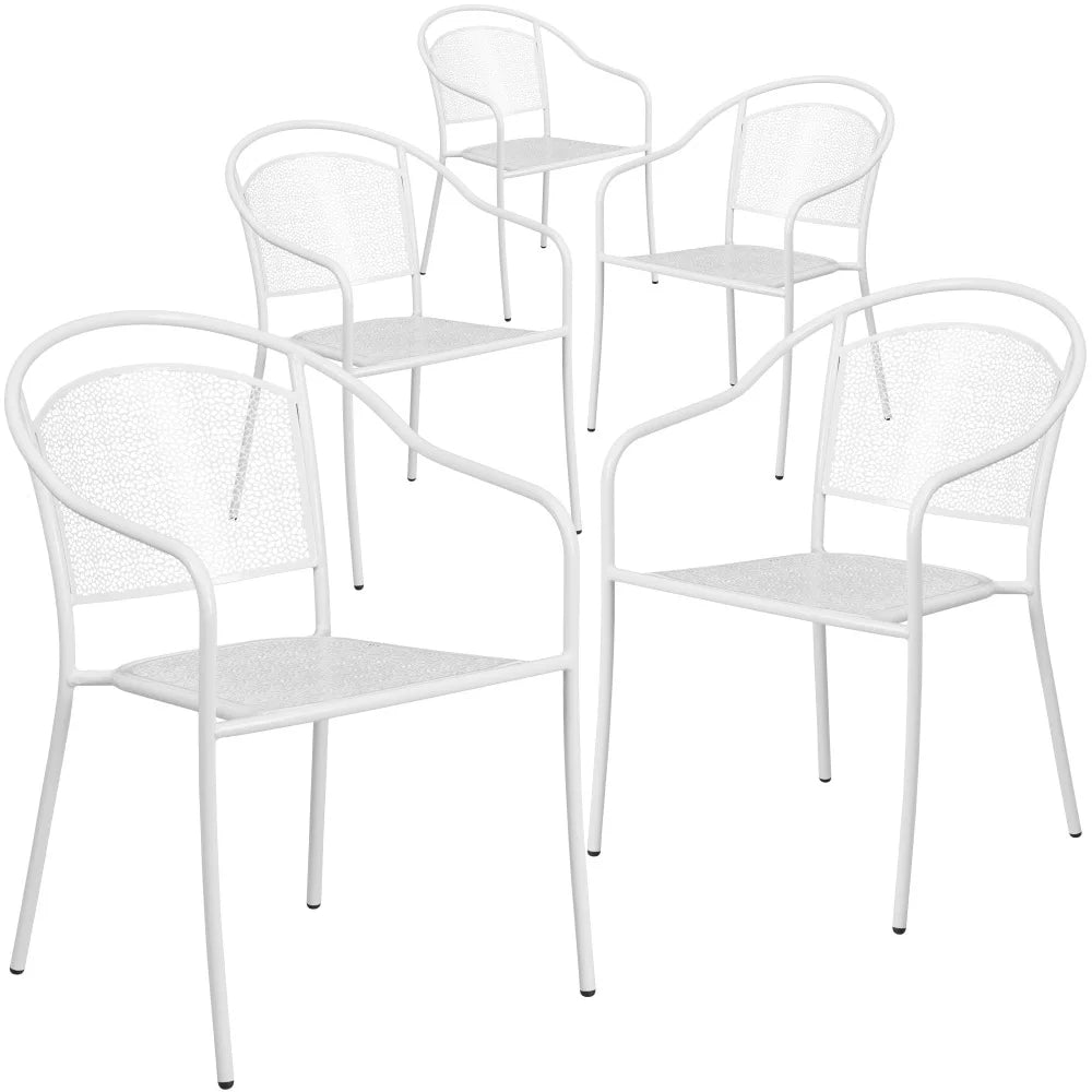 5 Pack Indoor-Outdoor Steel Patio Arm Chair Black D87094