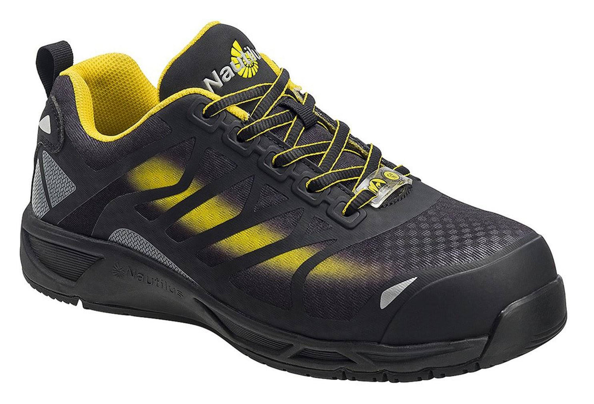 Men's Black Yellow Composite Toe Work Boots R232402