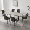 Extendable Solid Wood Dining Table Set with 6 Upholstered Chairs T630